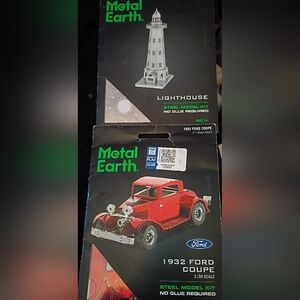 2 KITS Steel Metal Earth Model- Lighthouse (1 Sheet) -1932 F0RD Coupe (2 Sheets)